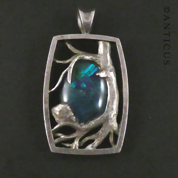 Handmade Silver and Opal Pendant.