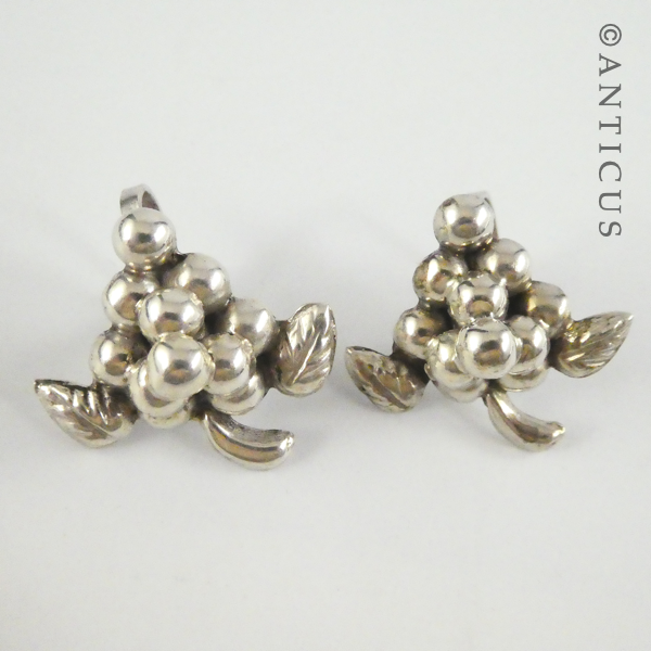 Pair of Silver Earrings, Bunch of Grapes.