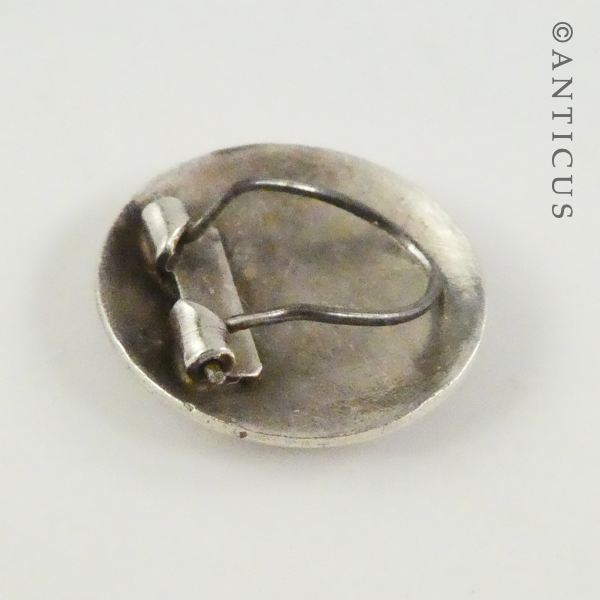 Round Silver Earrings, Clip-ons, Engraved Pattern.