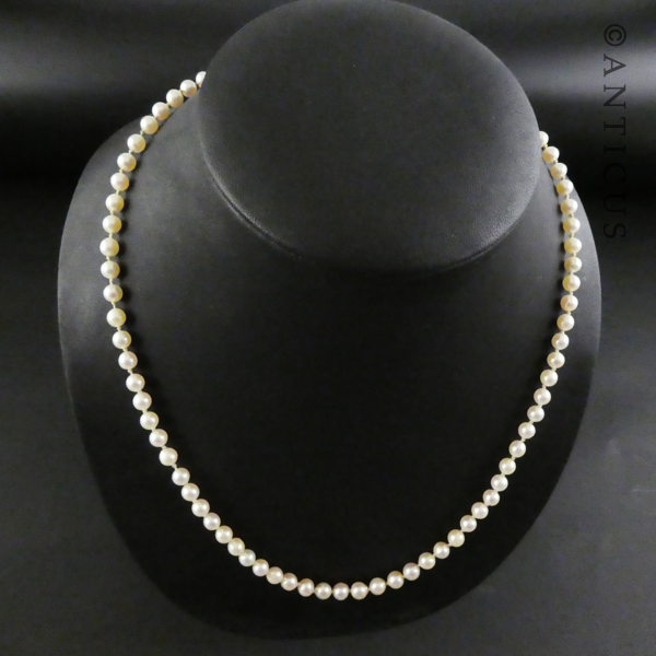 Cultured Pearl Necklace, Silver Clasp.