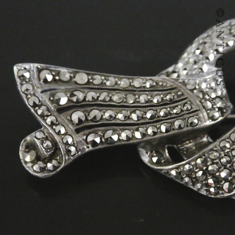 Large Silver and Marcasite Art Deco Brooch.