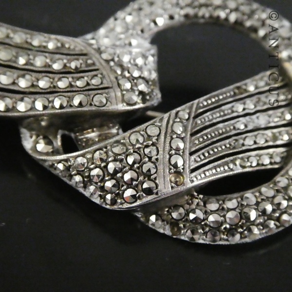 Large Silver and Marcasite Art Deco Brooch.