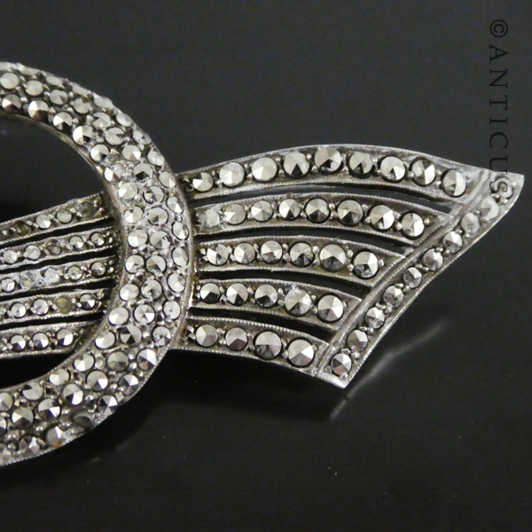 Large Silver and Marcasite Art Deco Brooch.