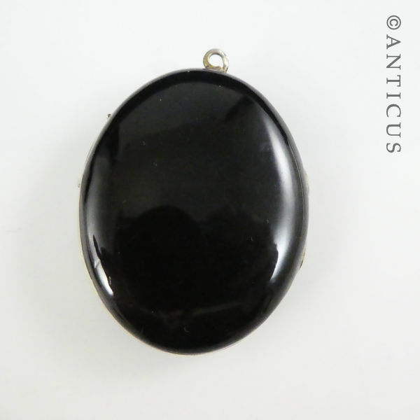 Victorian Black Enamelled Locket with Inlay.