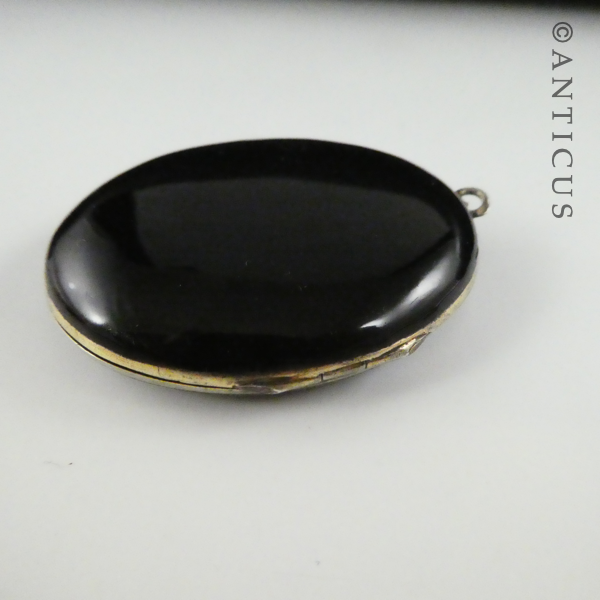 Victorian Black Enamelled Locket with Inlay.
