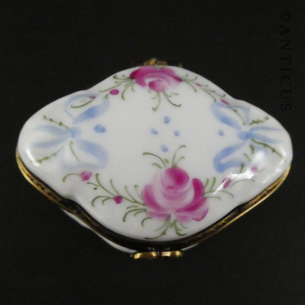 Pretty Limoges Pill Box, Hand Signed.