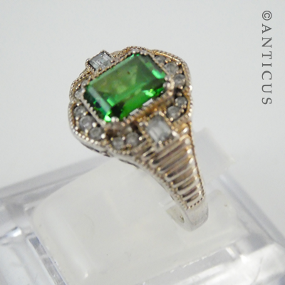 Sterling Silver Costume Ring, Deco Style.