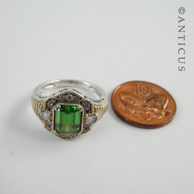 Sterling Silver Costume Ring, Deco Style.