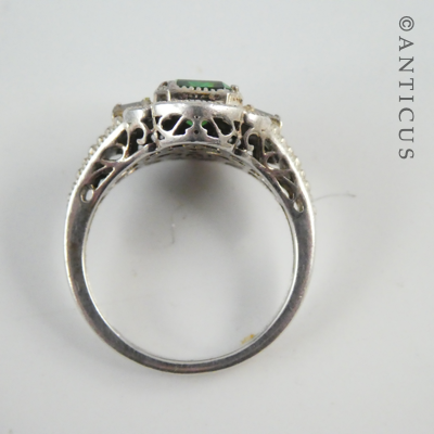 Sterling Silver Costume Ring, Deco Style.