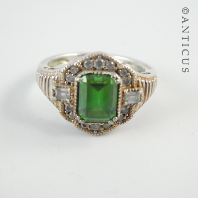 Sterling Silver Costume Ring, Deco Style.