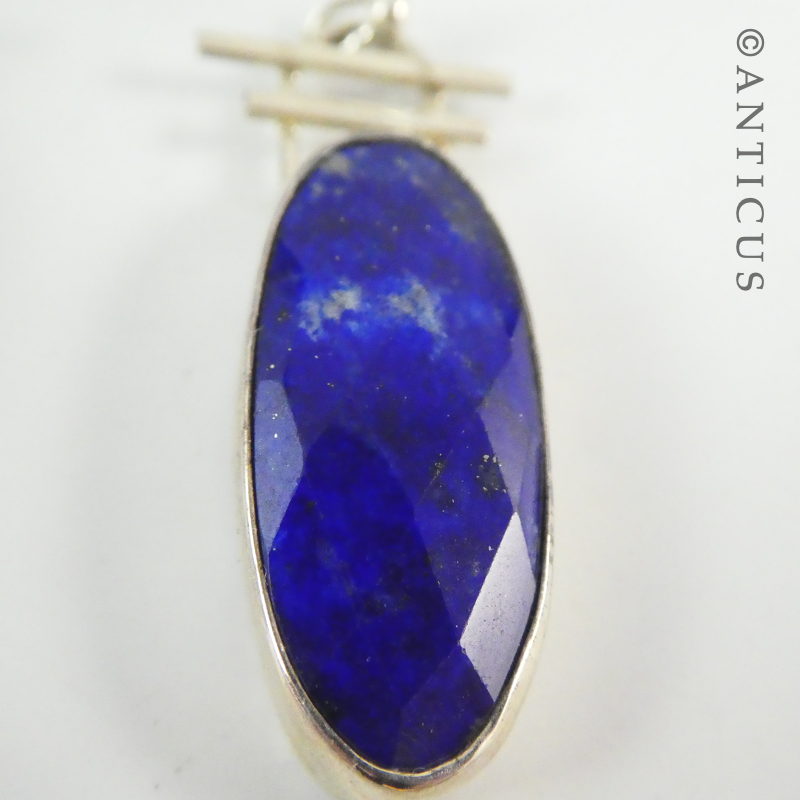 Lapis and Silver Drop Earrings.