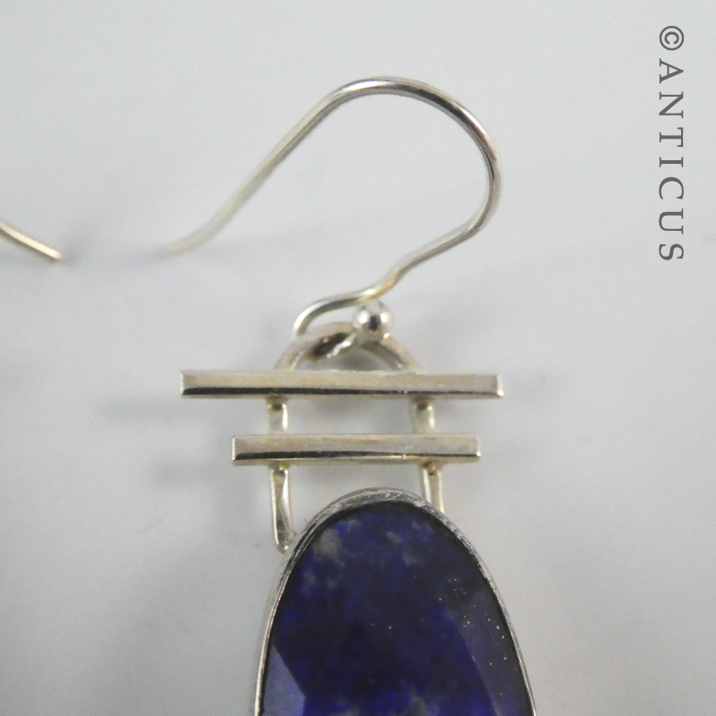 Lapis and Silver Drop Earrings.