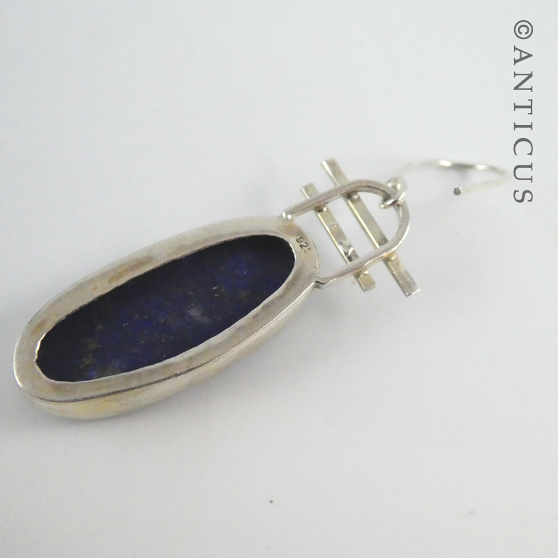 Lapis and Silver Drop Earrings.