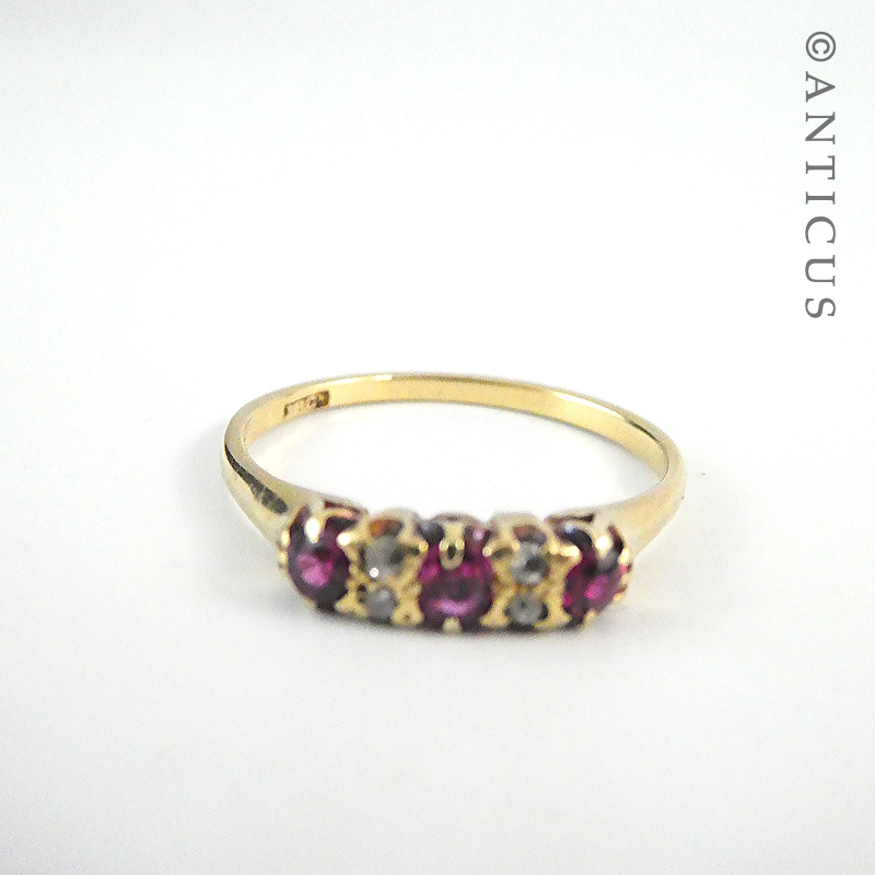 Vintage Ruby and Diamond Ring, 18ct Gold.