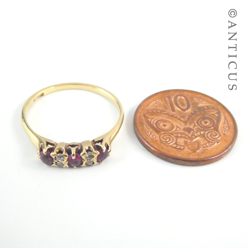 Vintage Ruby and Diamond Ring, 18ct Gold.