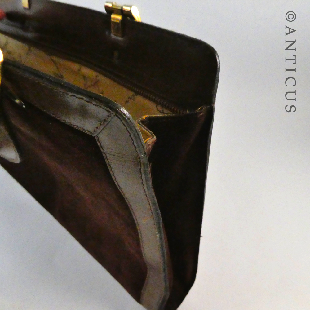 Brown Leather and Suede Handbag.