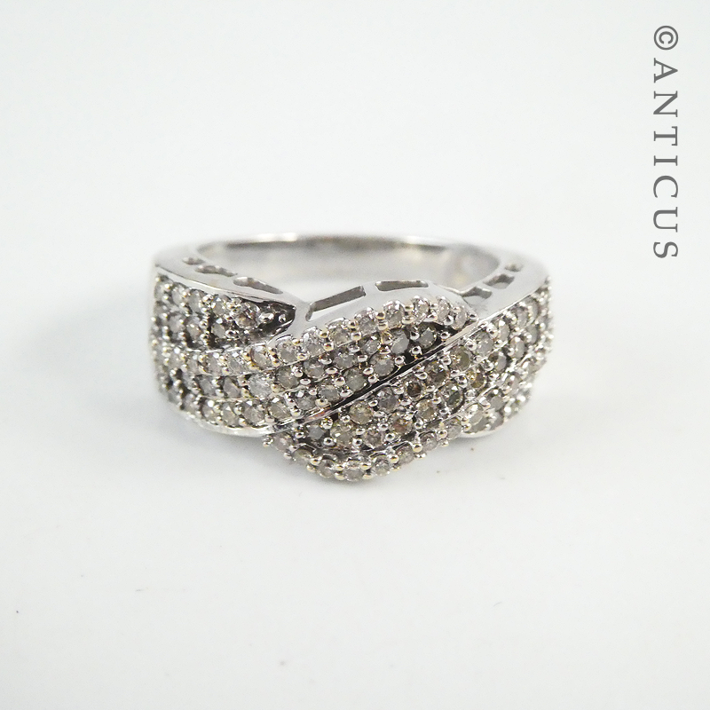 18ct White Gold and Pave Diamond Ring.