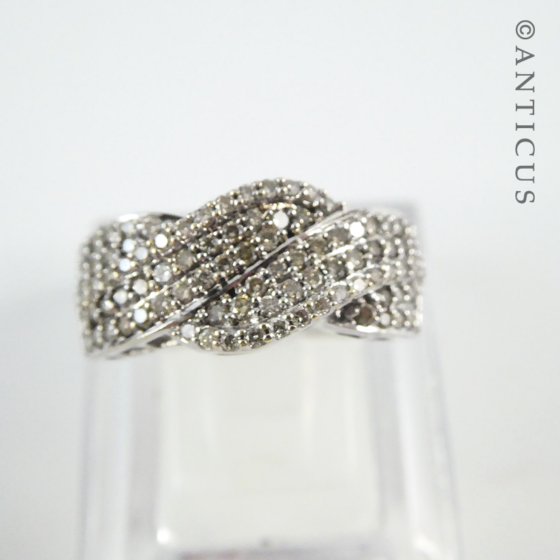 18ct White Gold and Pave Diamond Ring.