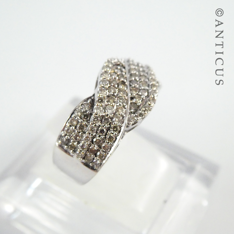 18ct White Gold and Pave Diamond Ring.