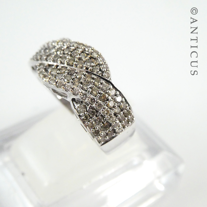 18ct White Gold and Pave Diamond Ring.