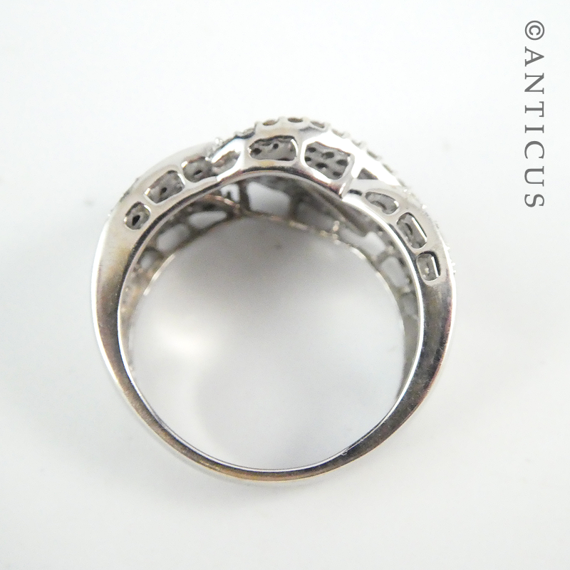 18ct White Gold and Pave Diamond Ring.