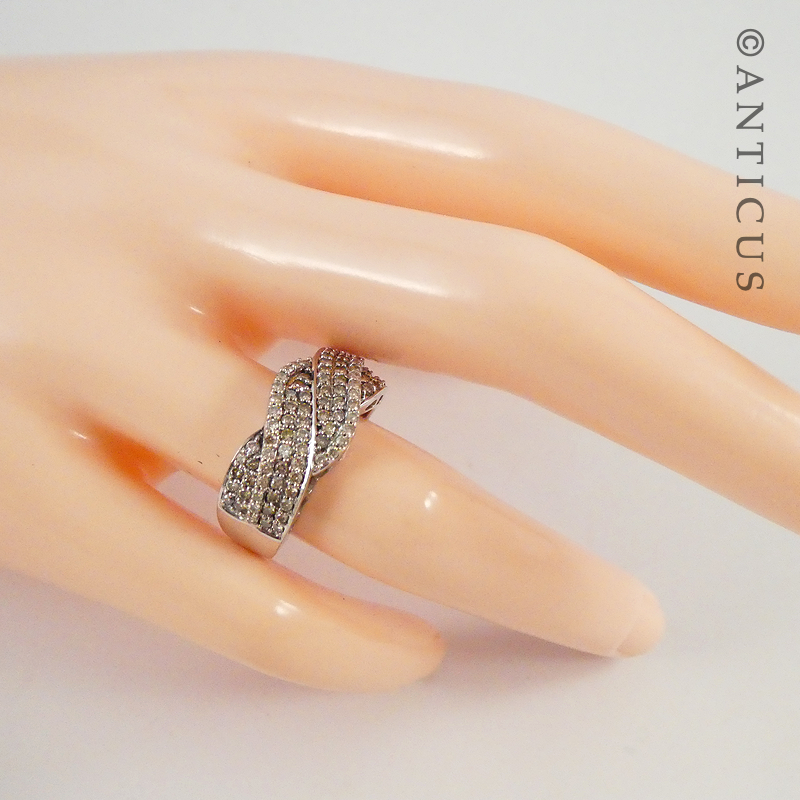 18ct White Gold and Pave Diamond Ring.