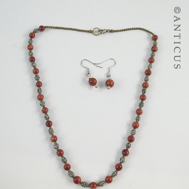Sunstone Necklace and Matching Earrings.