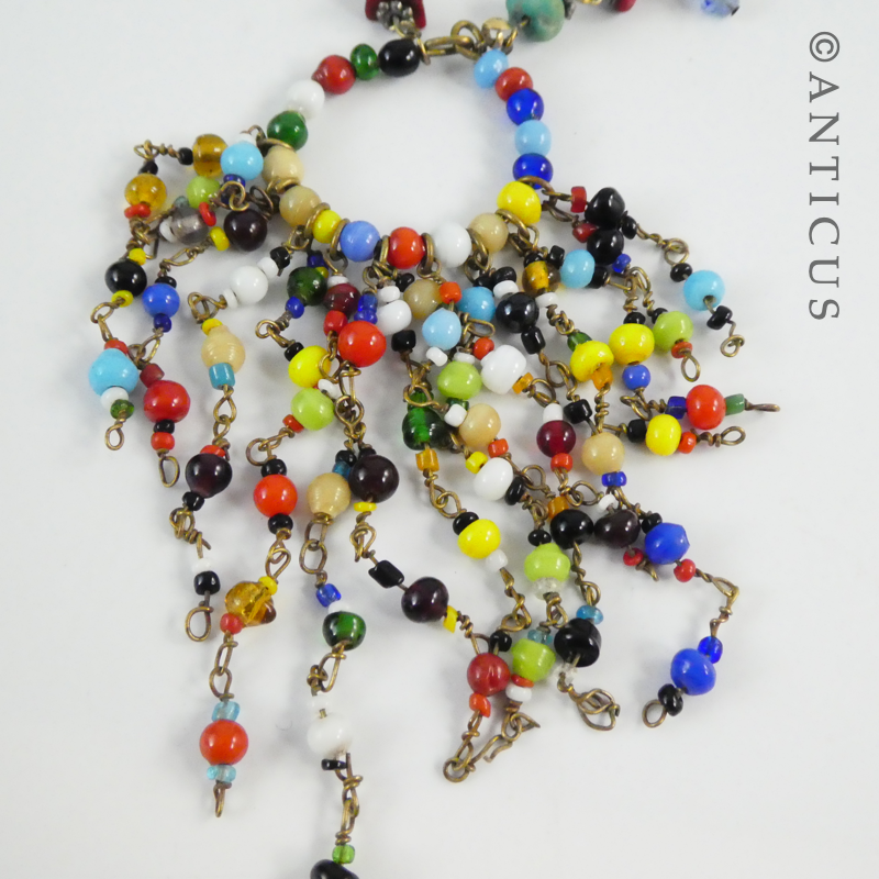 Long Multi-Coloured Bead Necklace with Pendant
