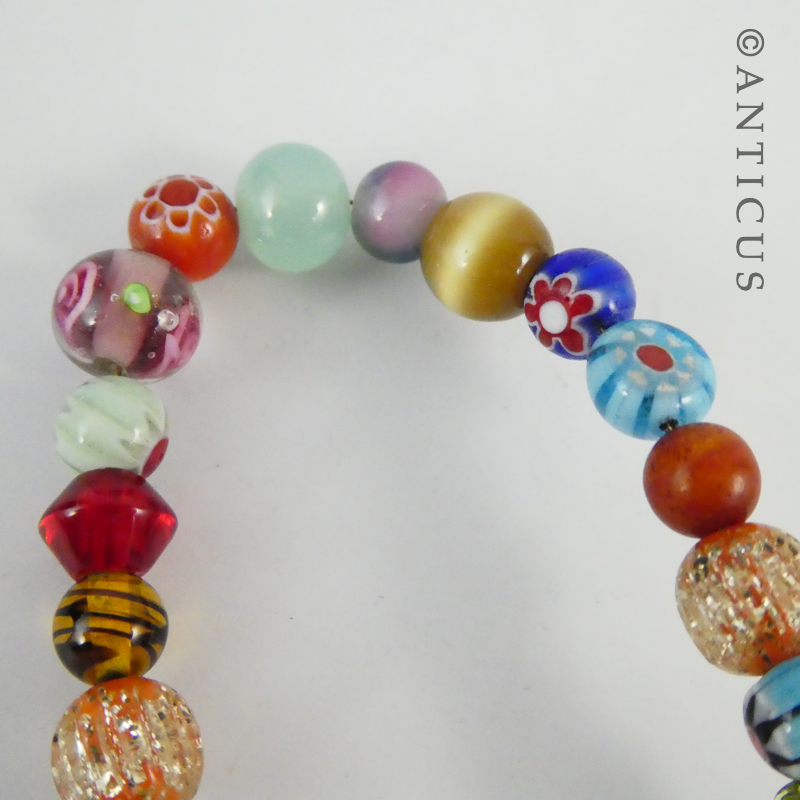 Long Multi-Coloured Bead Necklace with Pendant