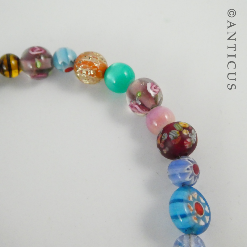 Long Multi-Coloured Bead Necklace with Pendant