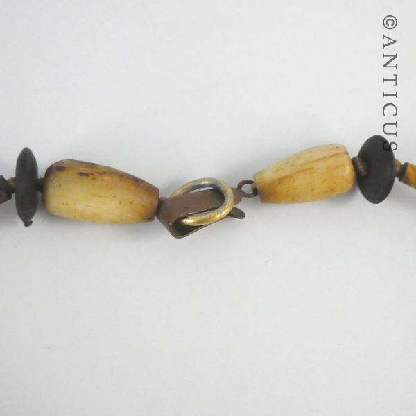 Ethnic-Style Wood, Ceramic and Carved Necklace.