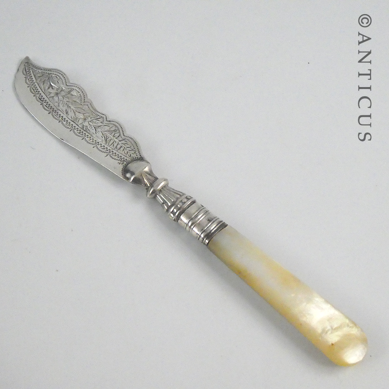 Antique Silver and Mother of Pearl Butter Knife.