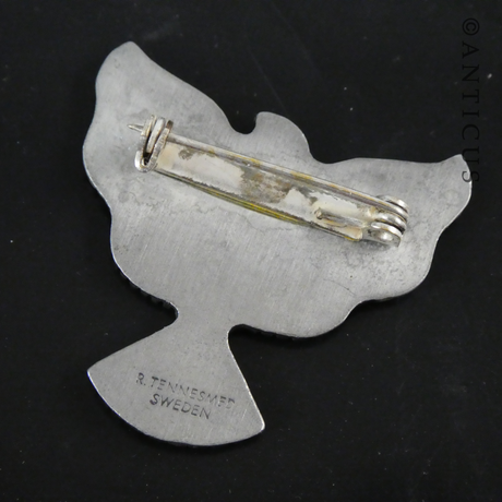 Vintage Swedish Pewter Dove Brooch.
