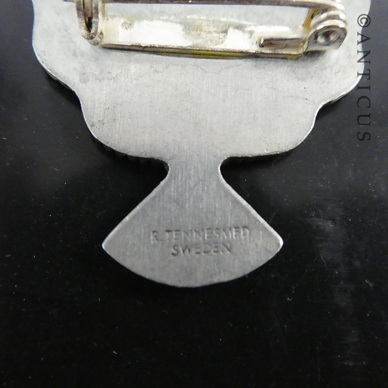 Vintage Swedish Pewter Dove Brooch.