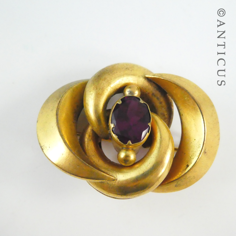 Antique Pinchbeck and Purple Stone Brooch.