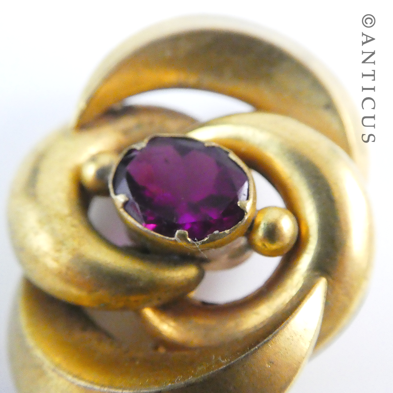 Antique Pinchbeck and Purple Stone Brooch.