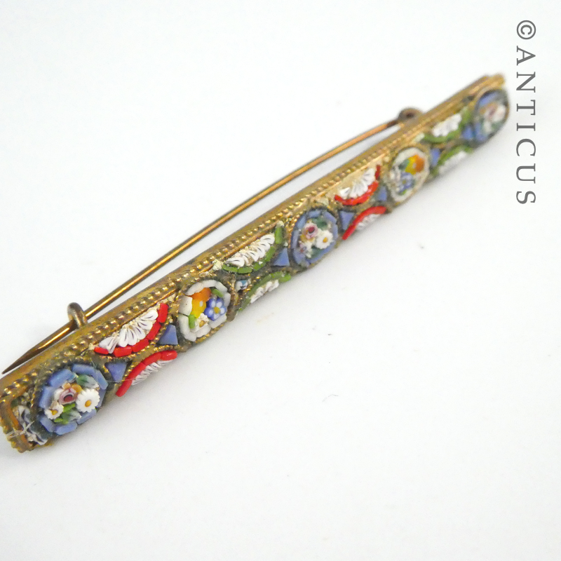 Micro Mosaic Bar Brooch, Italian.