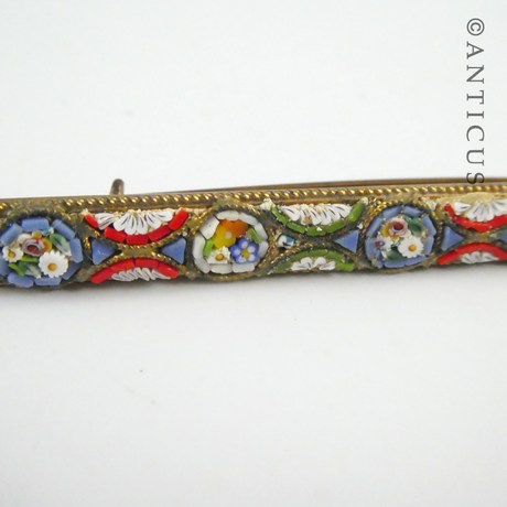 Micro Mosaic Bar Brooch, Italian.