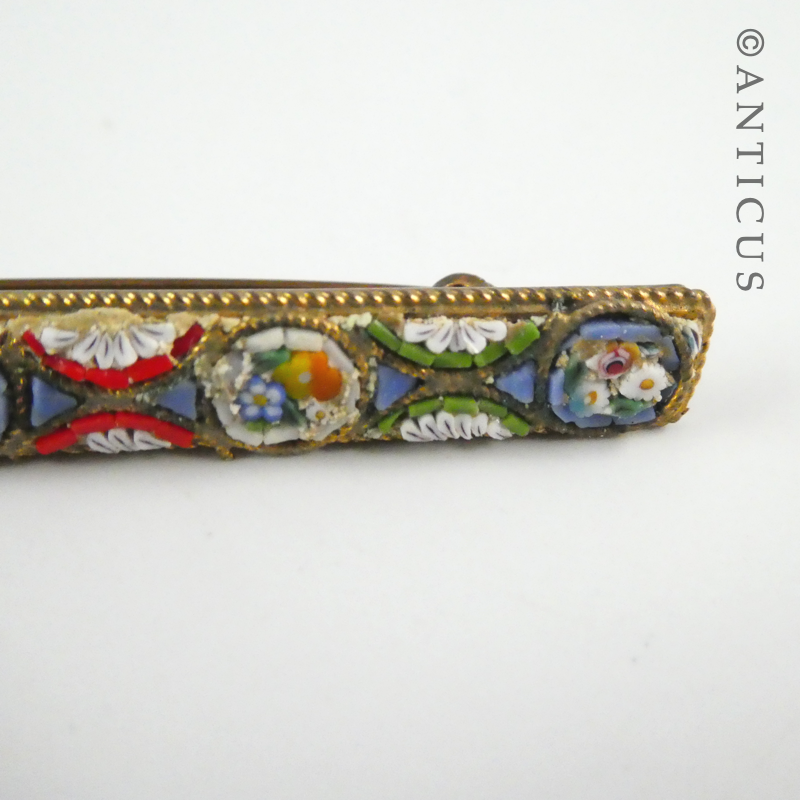 Micro Mosaic Bar Brooch, Italian.