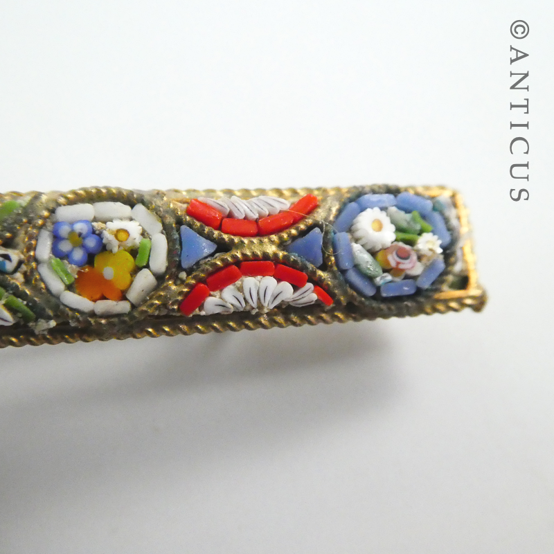 Micro Mosaic Bar Brooch, Italian.