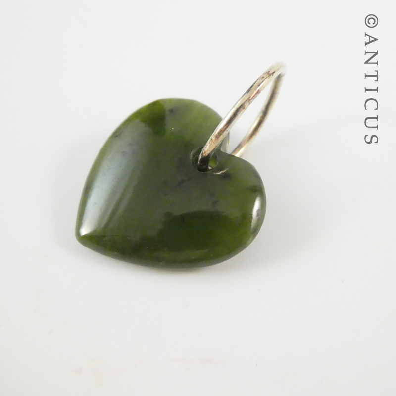 NZ Greenstone Jade Heart Pendant.