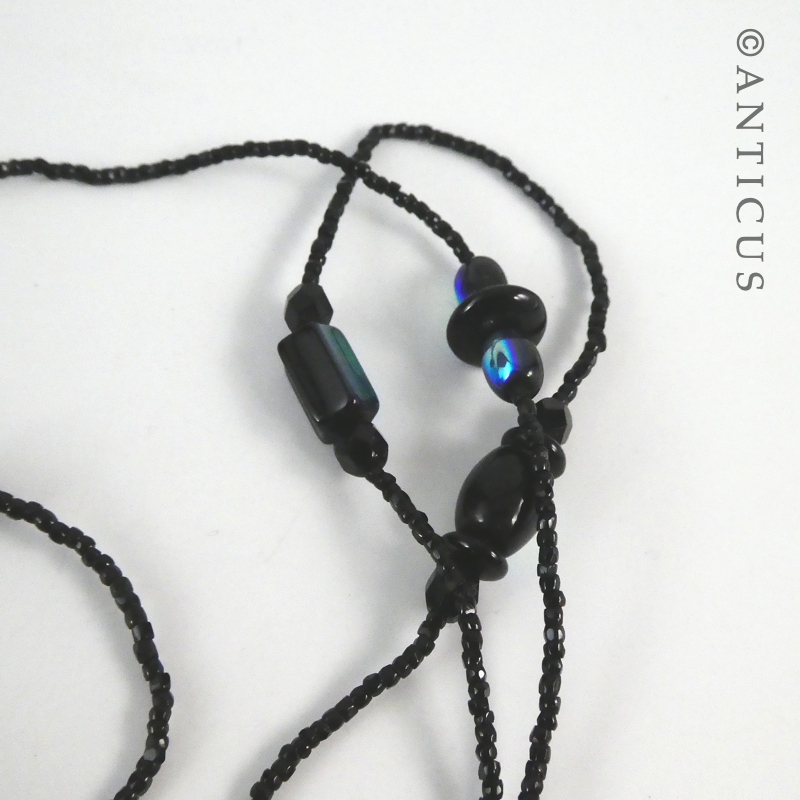 French Jet and Iridescent Bead Necklace.