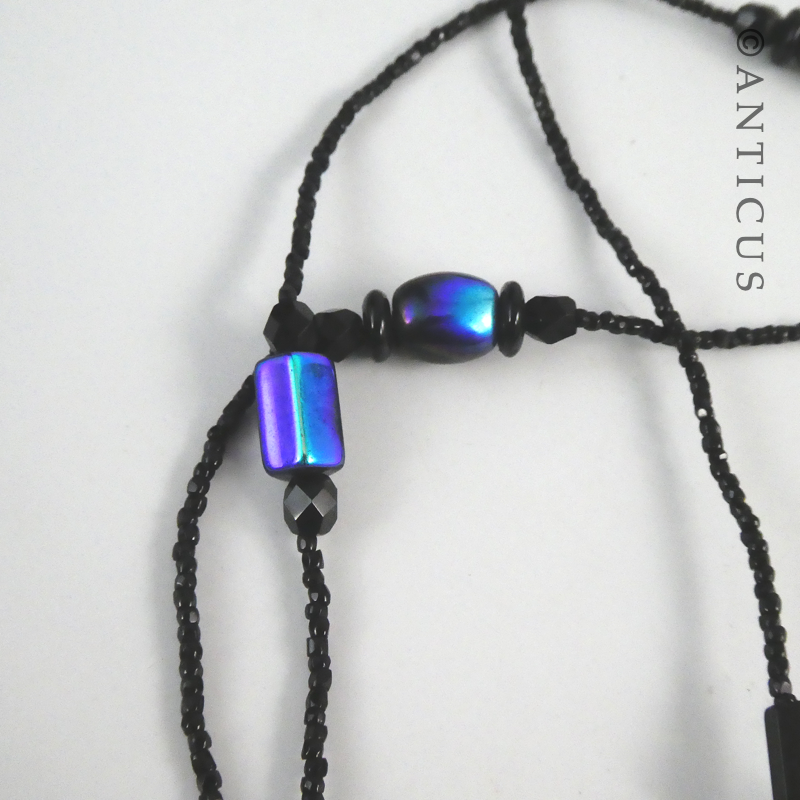 French Jet and Iridescent Bead Necklace.