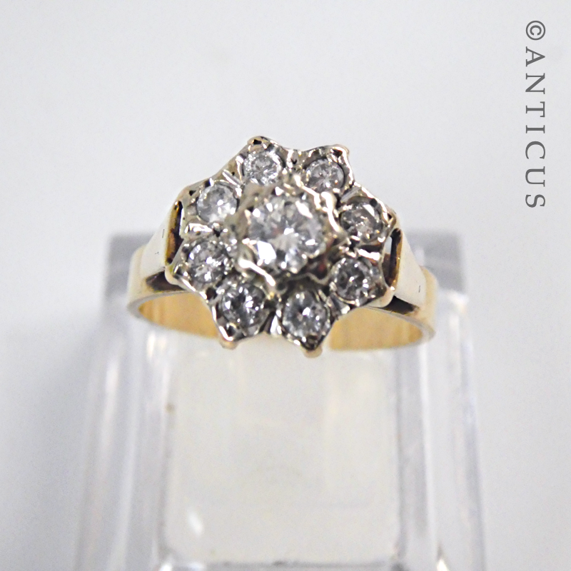 Modern Diamond and Gold Dress Ring.