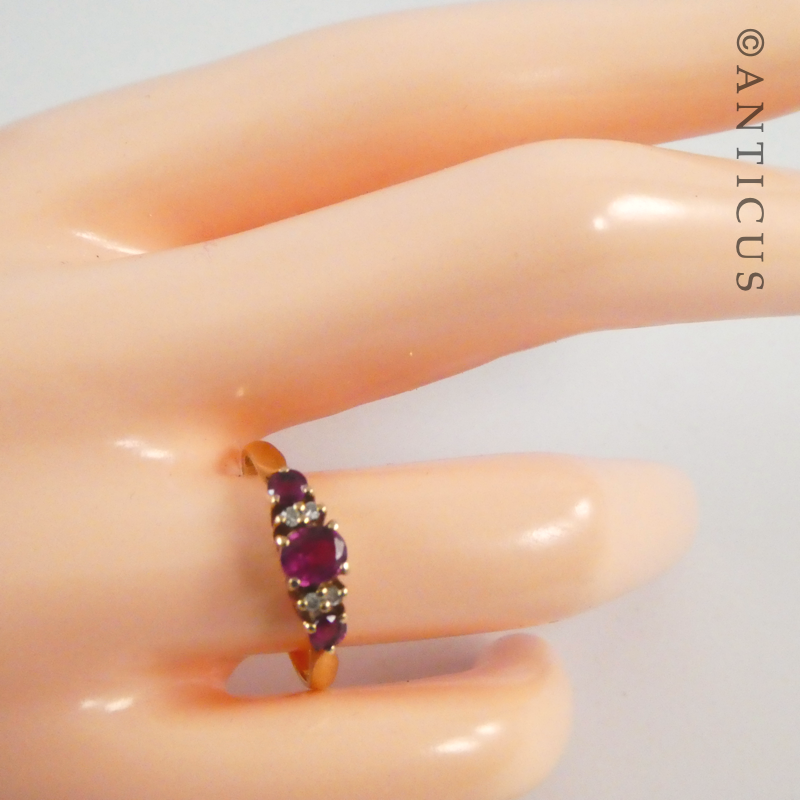 Vintage Gold, Ruby and Diamond Ring.