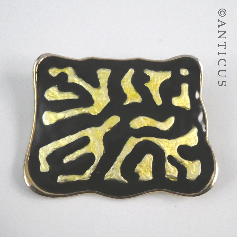Gilded Silver Modernist Style Norwegian Brooch.
