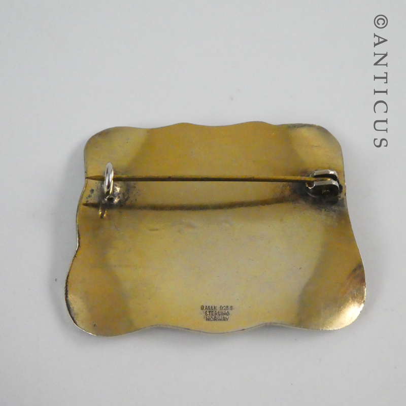 Gilded Silver Modernist Style Norwegian Brooch.