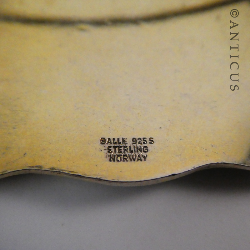 Gilded Silver Modernist Style Norwegian Brooch.