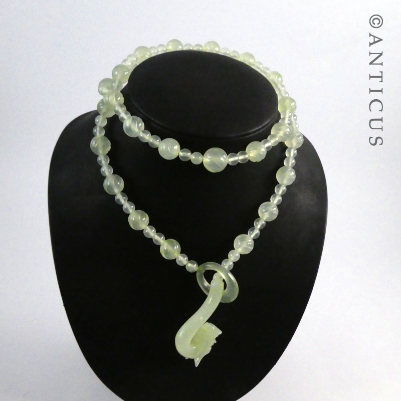 Chinese Jade Dragon Necklace and Earrings.