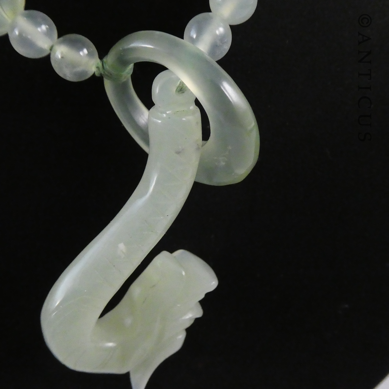 Chinese Jade Dragon Necklace and Earrings.